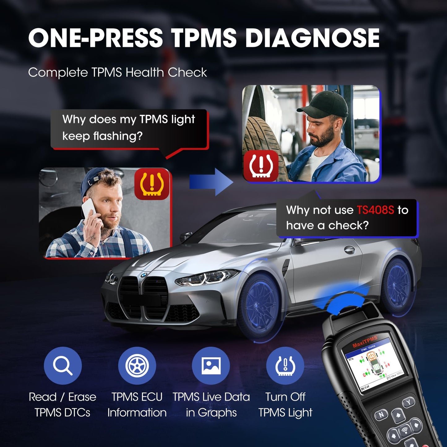 Autel MaxiTPMS TS408S TPMS Relearn & Reset Tool 2025