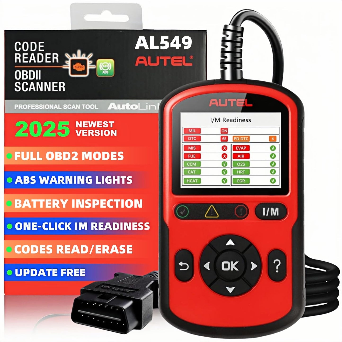 Autel AutoLink AL549 OBD2 Scanner – ABS Code Reader & Battery Tester