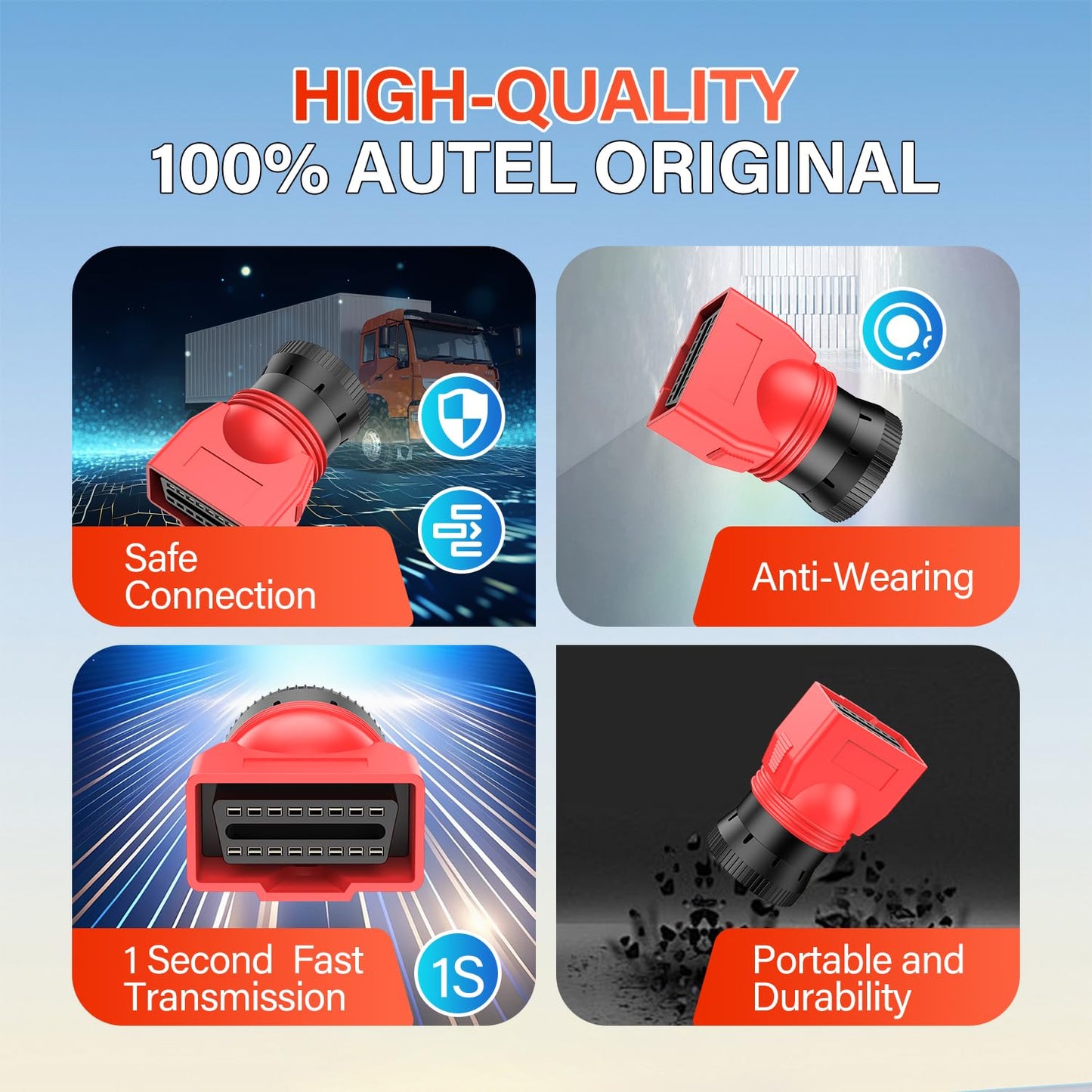 Autel 9Pin J1939 to 16Pin OBD2 Adapter for Heavy Duty Trucks