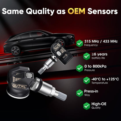 Autel MX-Sensor TPMS Set of 8 – Dual 315/433MHz Metal