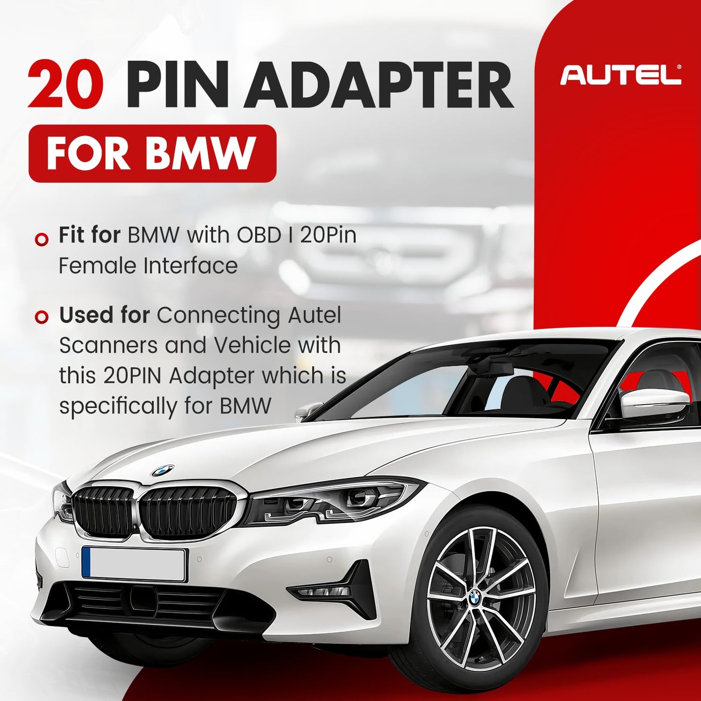 Autel BMW 20 Pin to OBD2 Adapter – For Autel Scanners