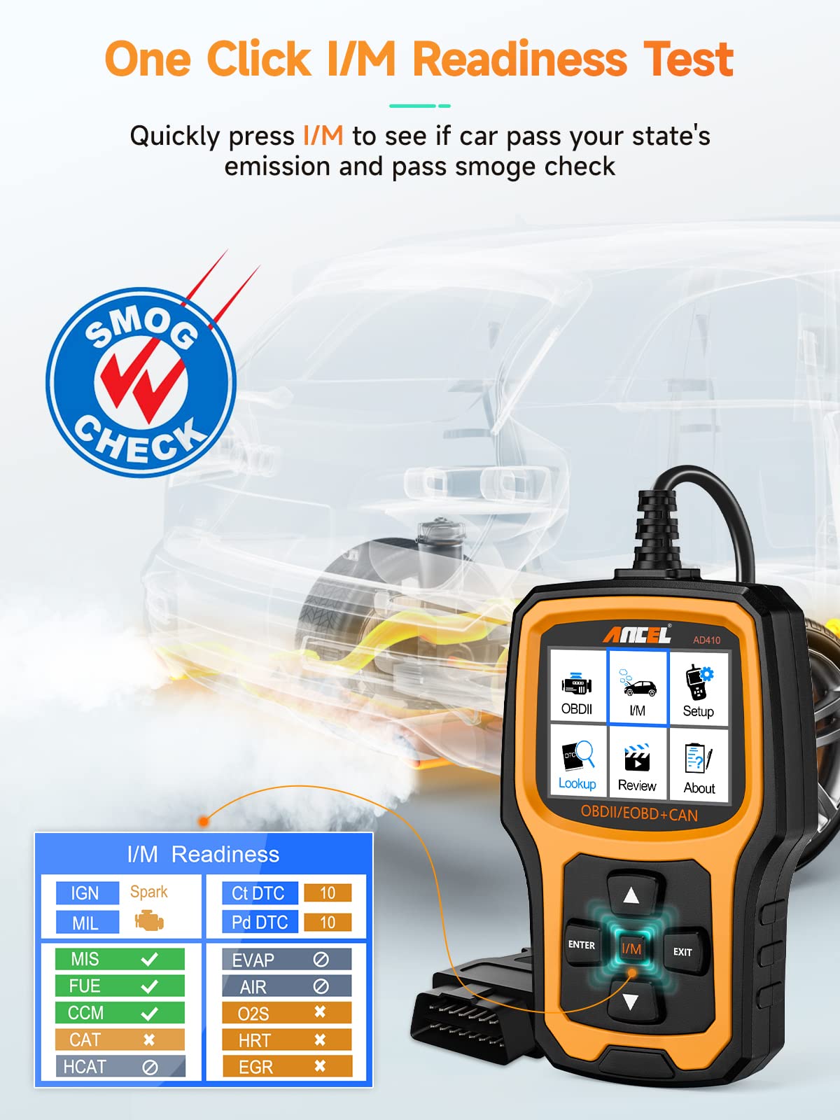 ANCEL AD410 OBD2 Scanner - Enhanced Car Code Reader for 1996+ Vehicles