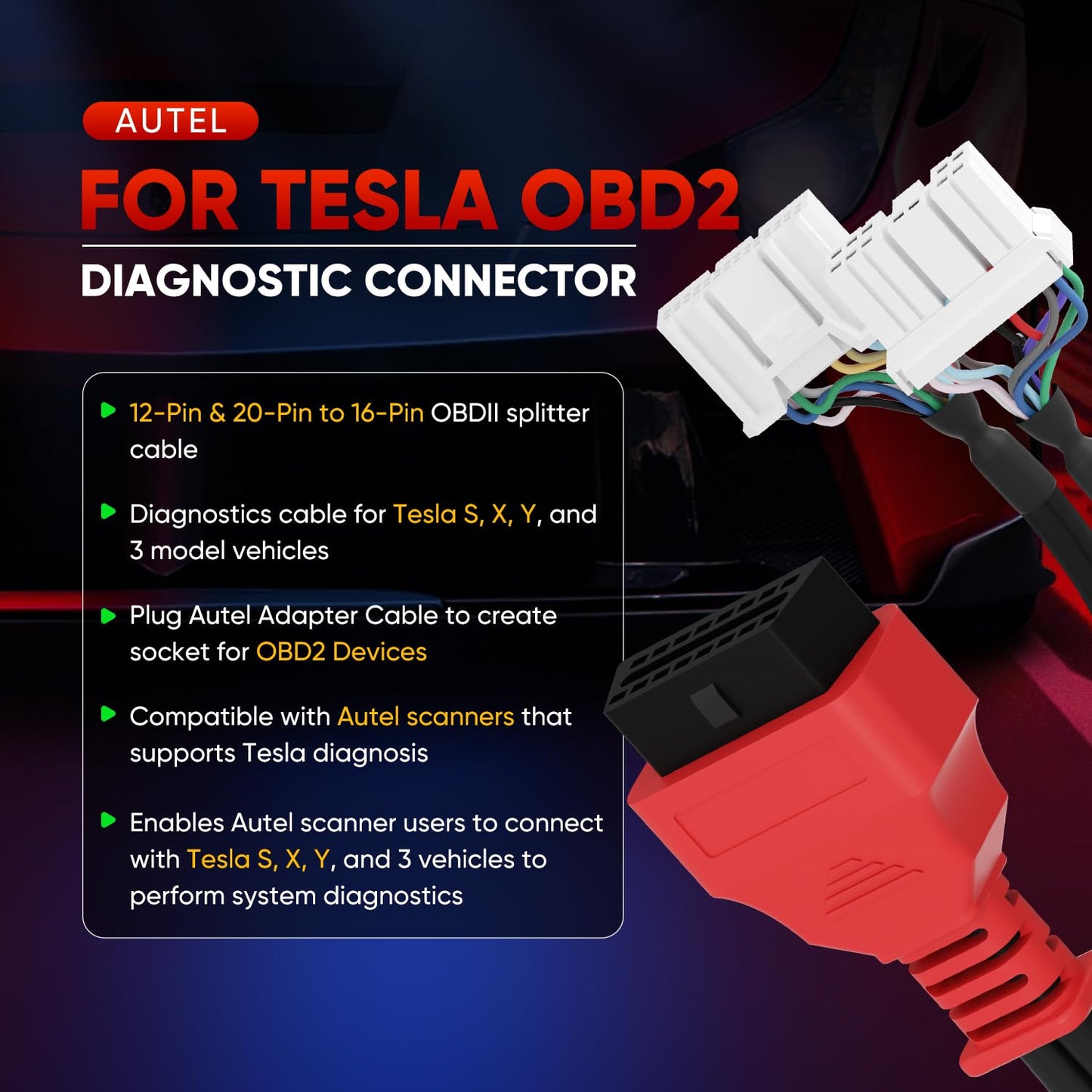 Autel TCAN003 Tesla OBD2 Adapter Cable for Model 3/Y/S/X