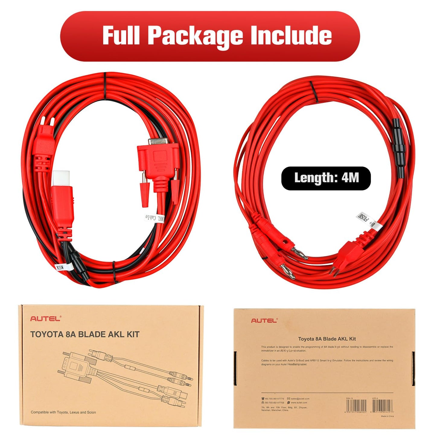 Autel 8A AKL Cable for Toyota Non-Smart Key Adapter – Compatible with APB112 & G-Box