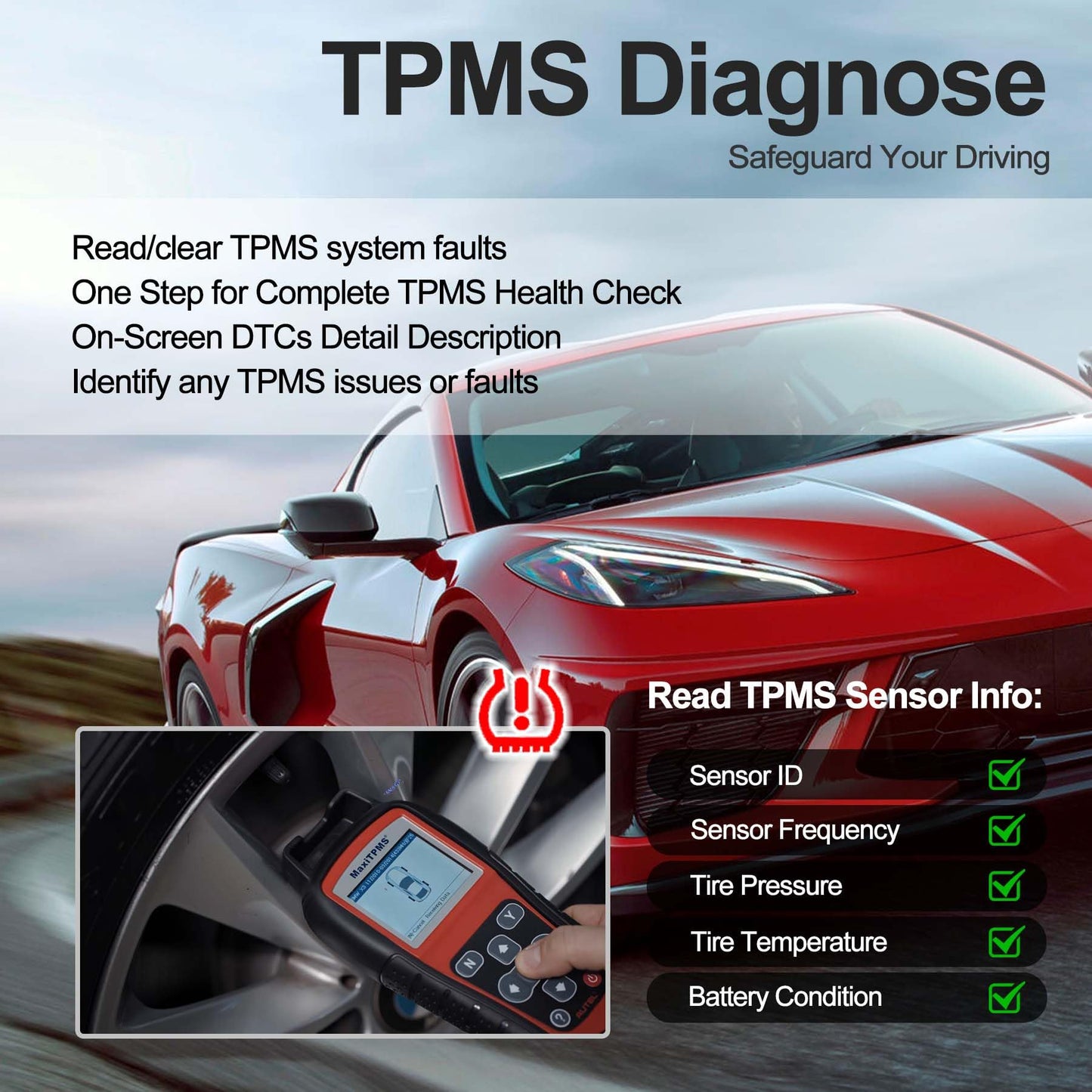 MaxiTPMS TS508WF TPMS Tool Kit + 8 MX Sensors | 2025 Version