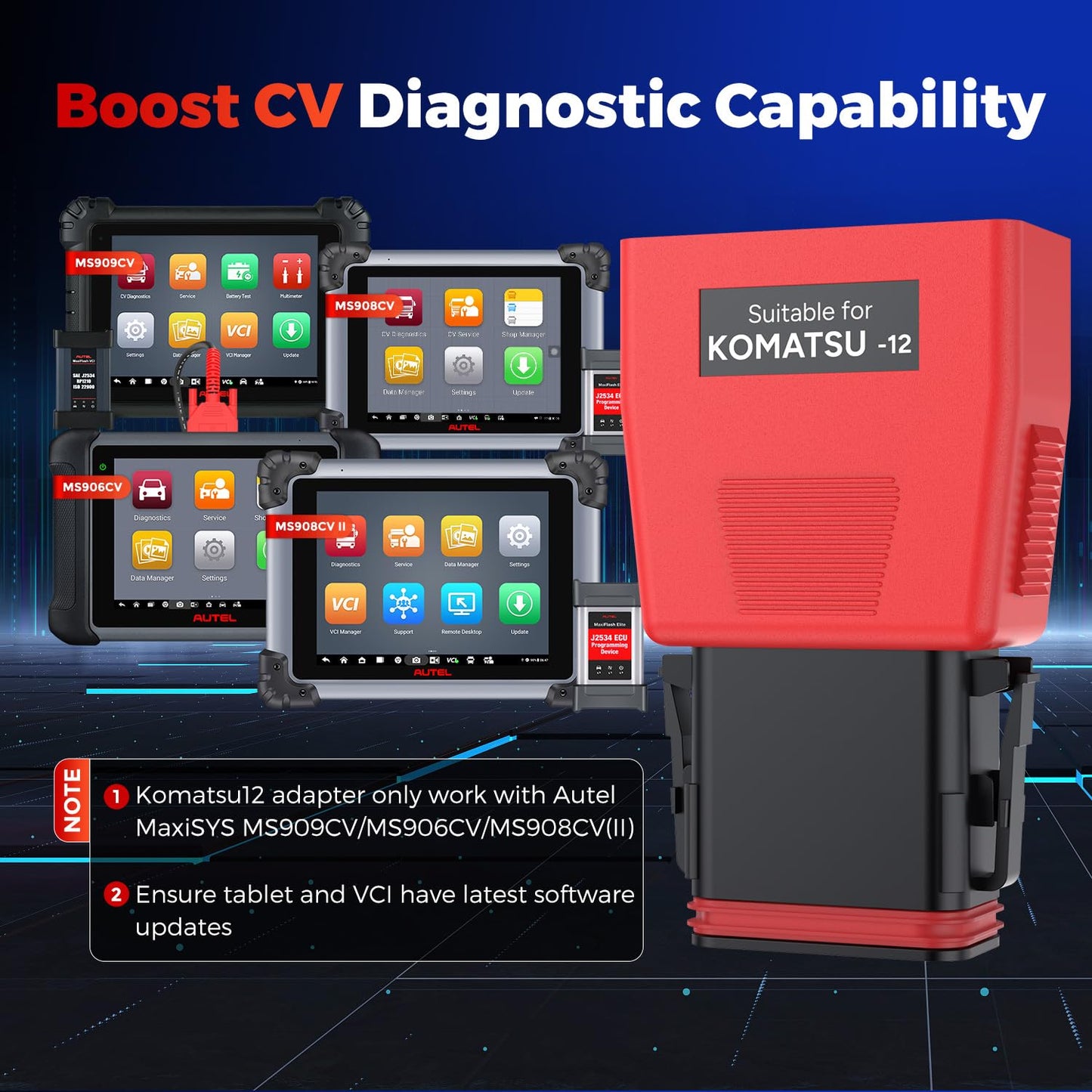 Autel Komatsu 12-PIN to OBD2 Adapter – Original for CV Scanners