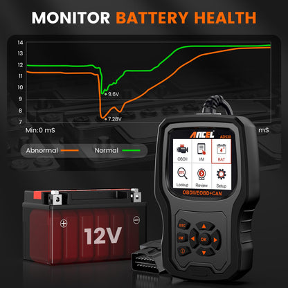 ANCEL AD530 OBD2 Scanner with Battery Tester & Live Data