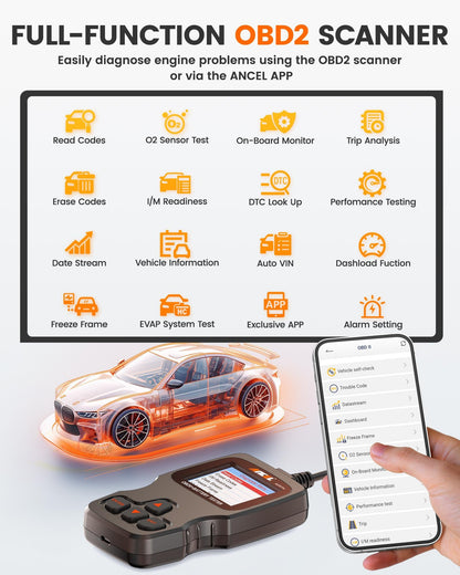 ANCEL AD310 Pro OBD2 Bluetooth Scanner & 12V/24V Car Battery Tester