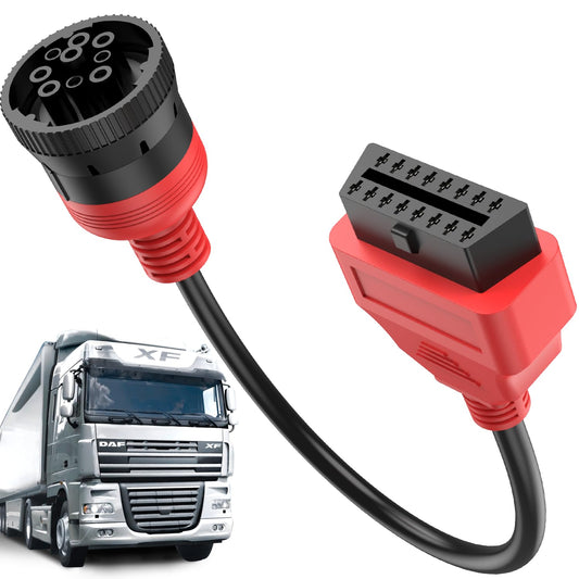 Autel J1939 to OBD2 16-Pin Adapter | 2025 Green 9-Pin Type 2 Cable