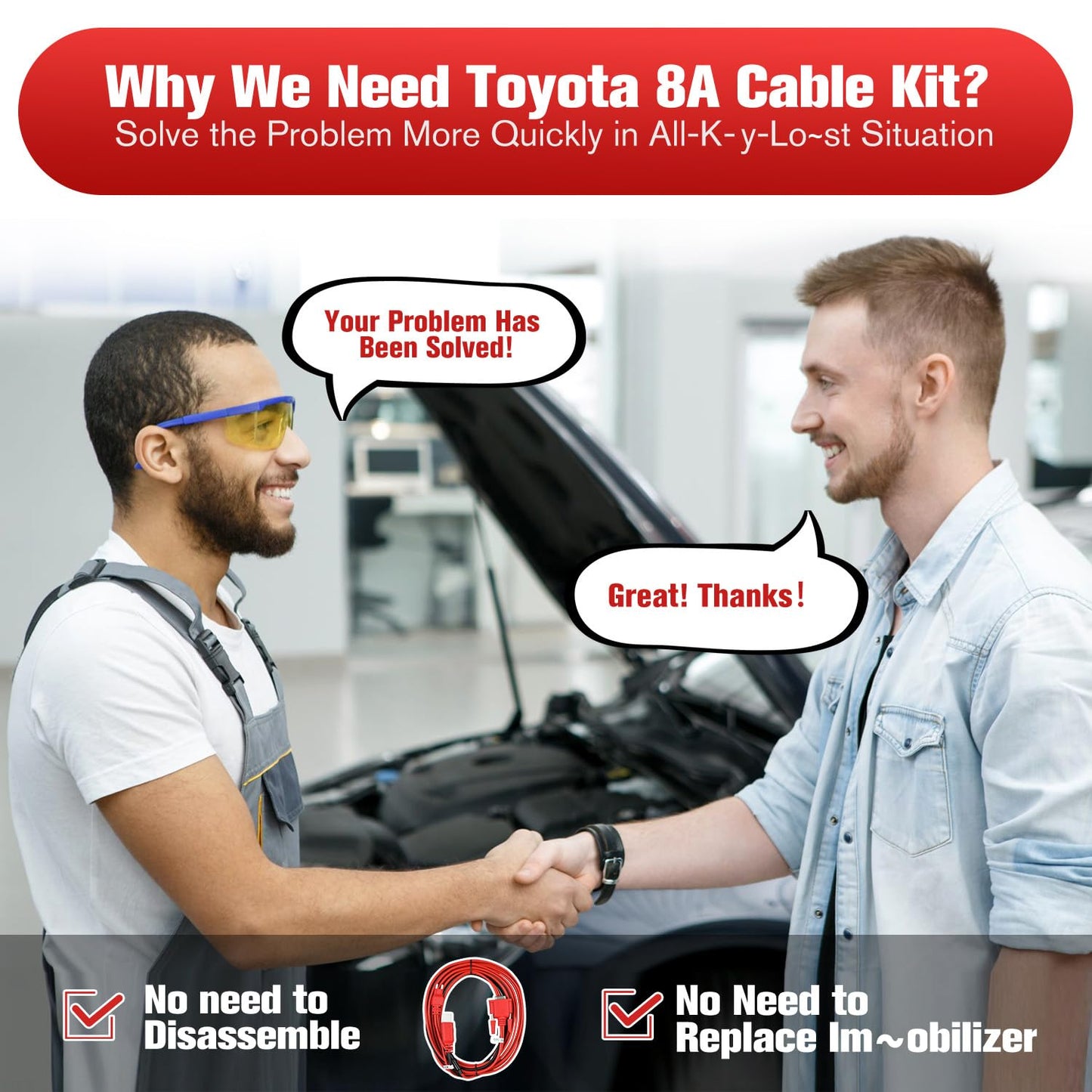 Autel 8A AKL Cable for Toyota Non-Smart Key Adapter – Compatible with APB112 & G-Box
