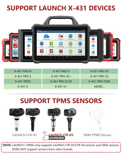 LAUNCH X-431 TPMS Service Tool Kit with i-TPMS & 4 LTR-03 Sensors
