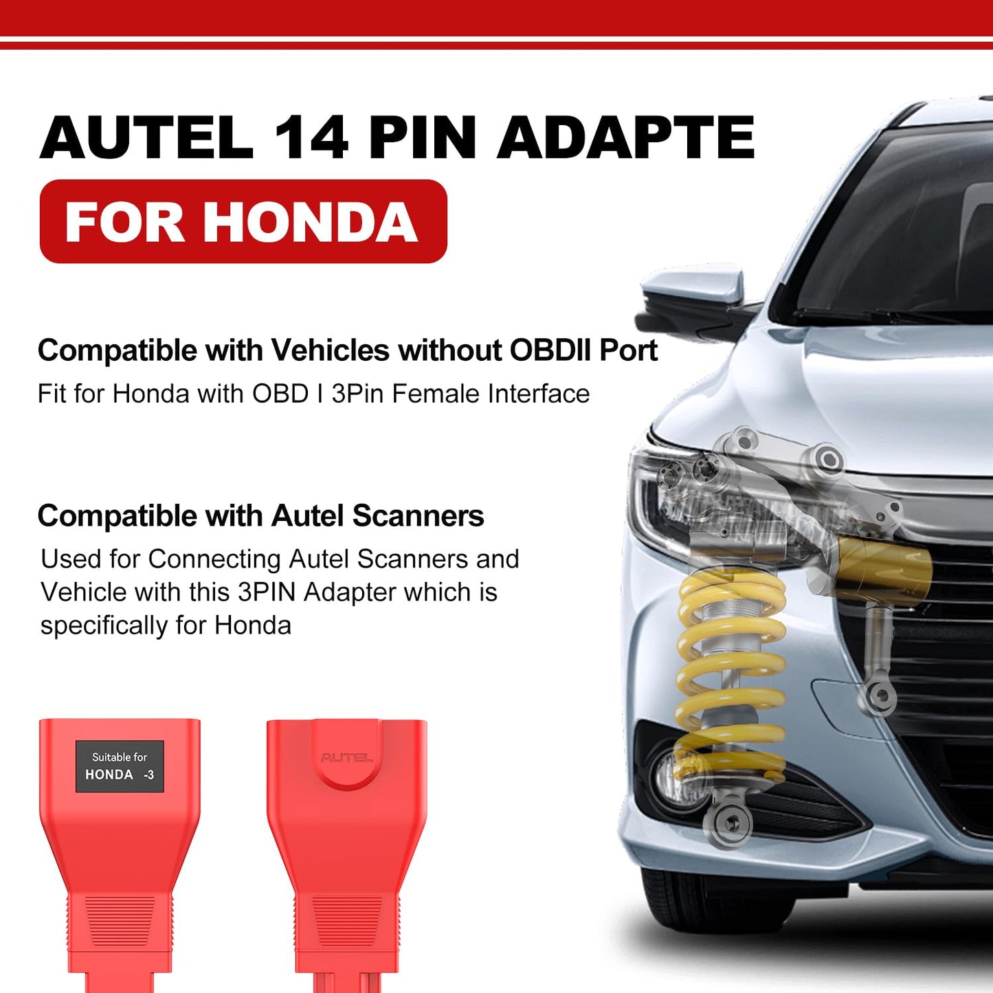 Autel 3 Pin to 16 Pin OBD2 Adapter for Honda Vehicles