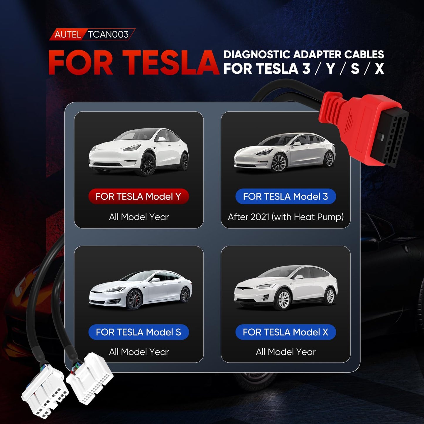 Autel TCAN003 Tesla OBD2 Adapter Cable for Model 3/Y/S/X