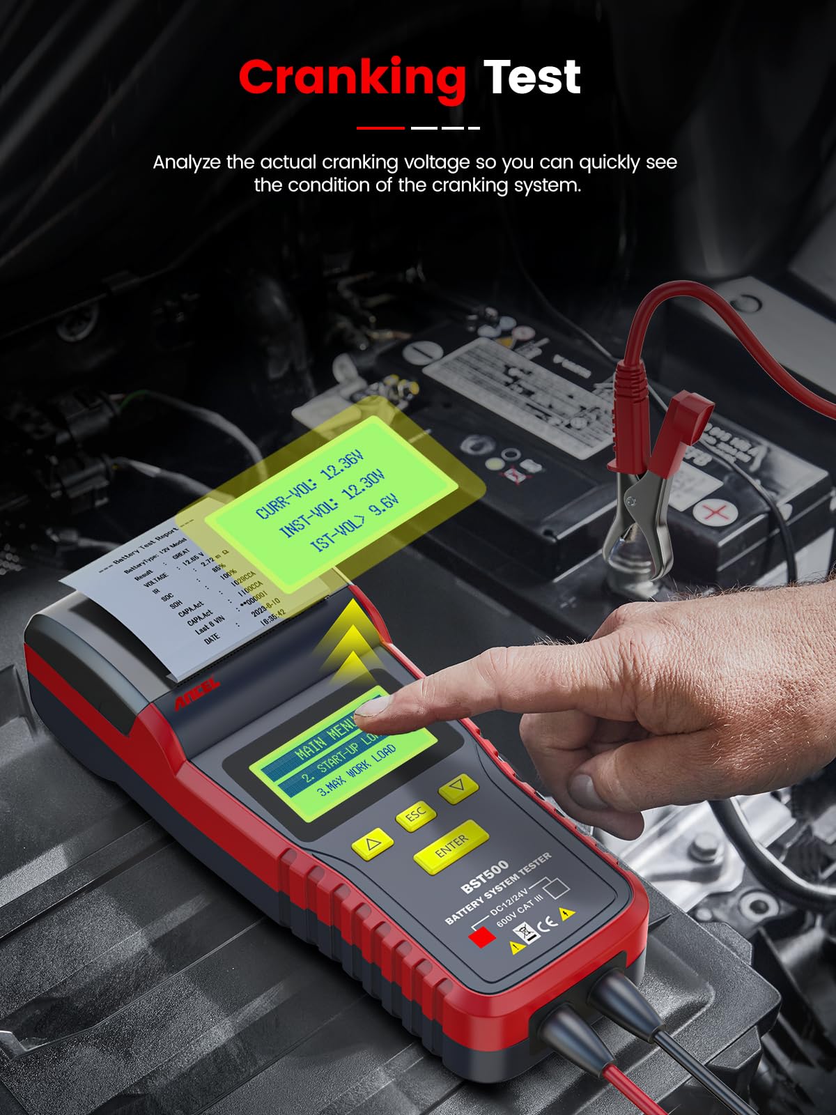 ANCEL BST500 12V/24V Car Battery Tester with Printer & Analyzer