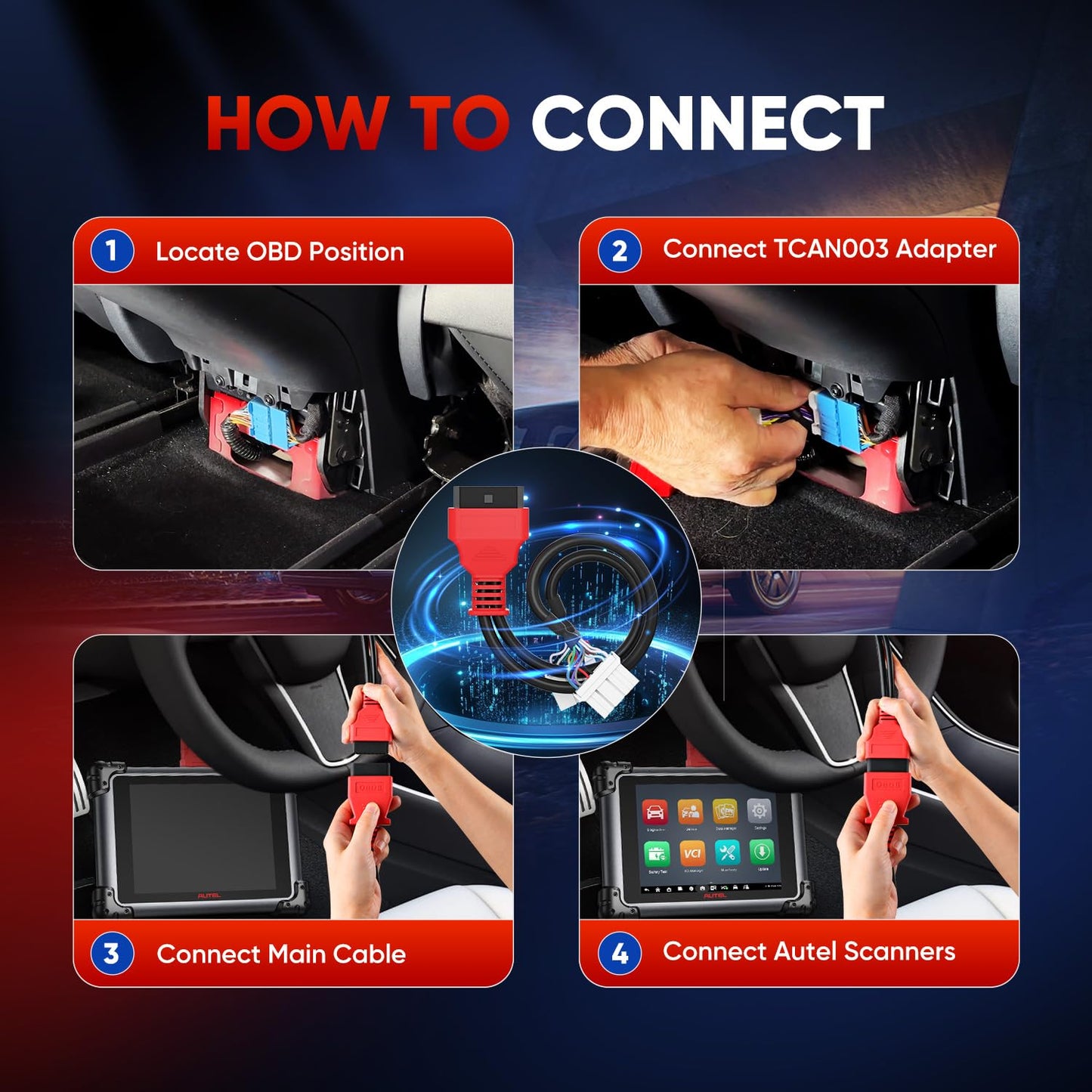 Autel TCAN003 Tesla OBD2 Adapter Cable for Model 3/Y/S/X