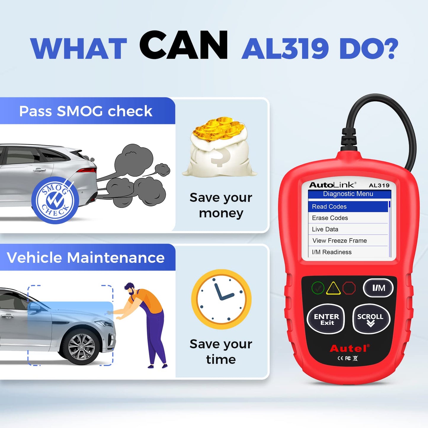 Autel AL319 OBD2 Scanner | Check Engine Code Reader 2025