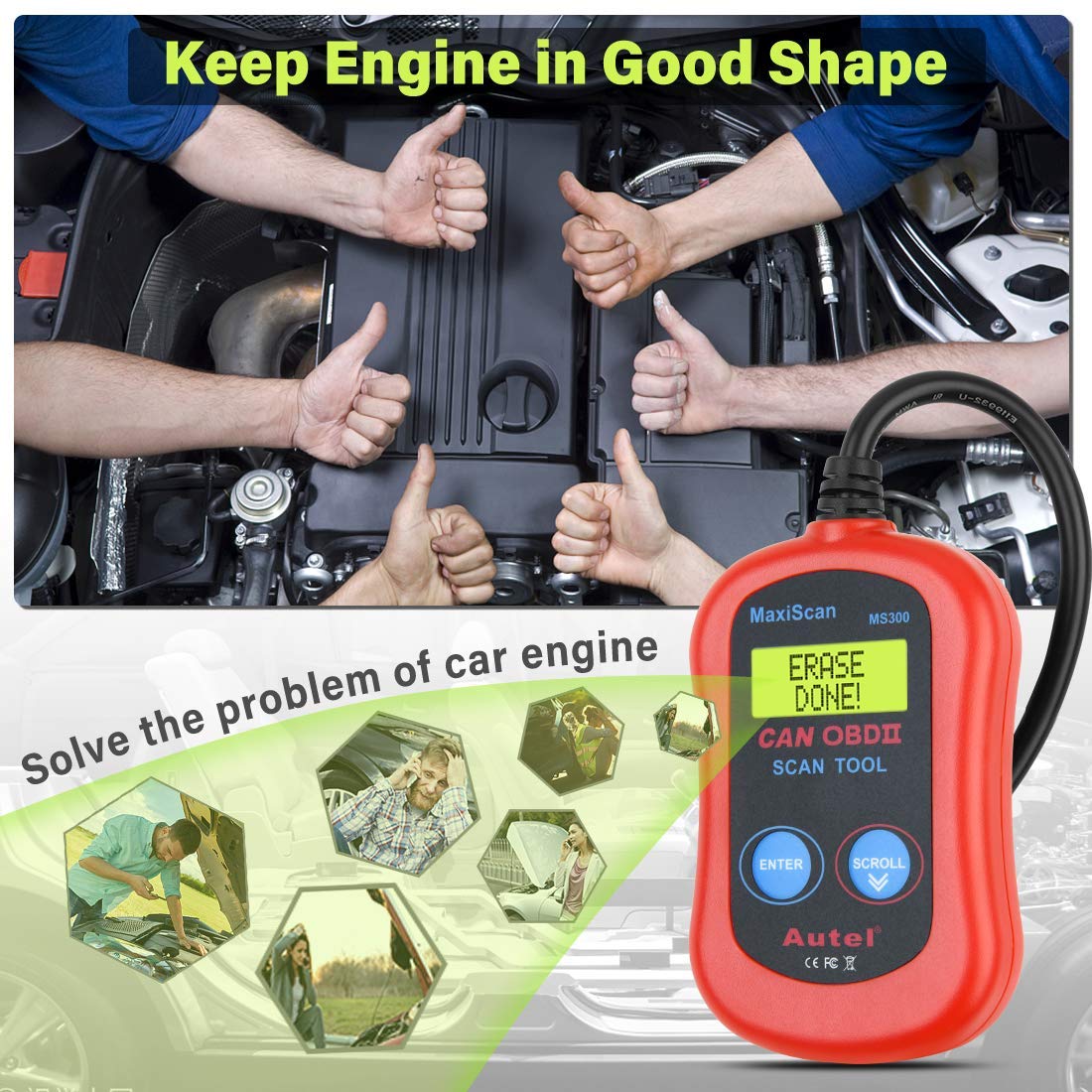 Autel MS300 OBD2 Code Reader – Check Engine Light Tool