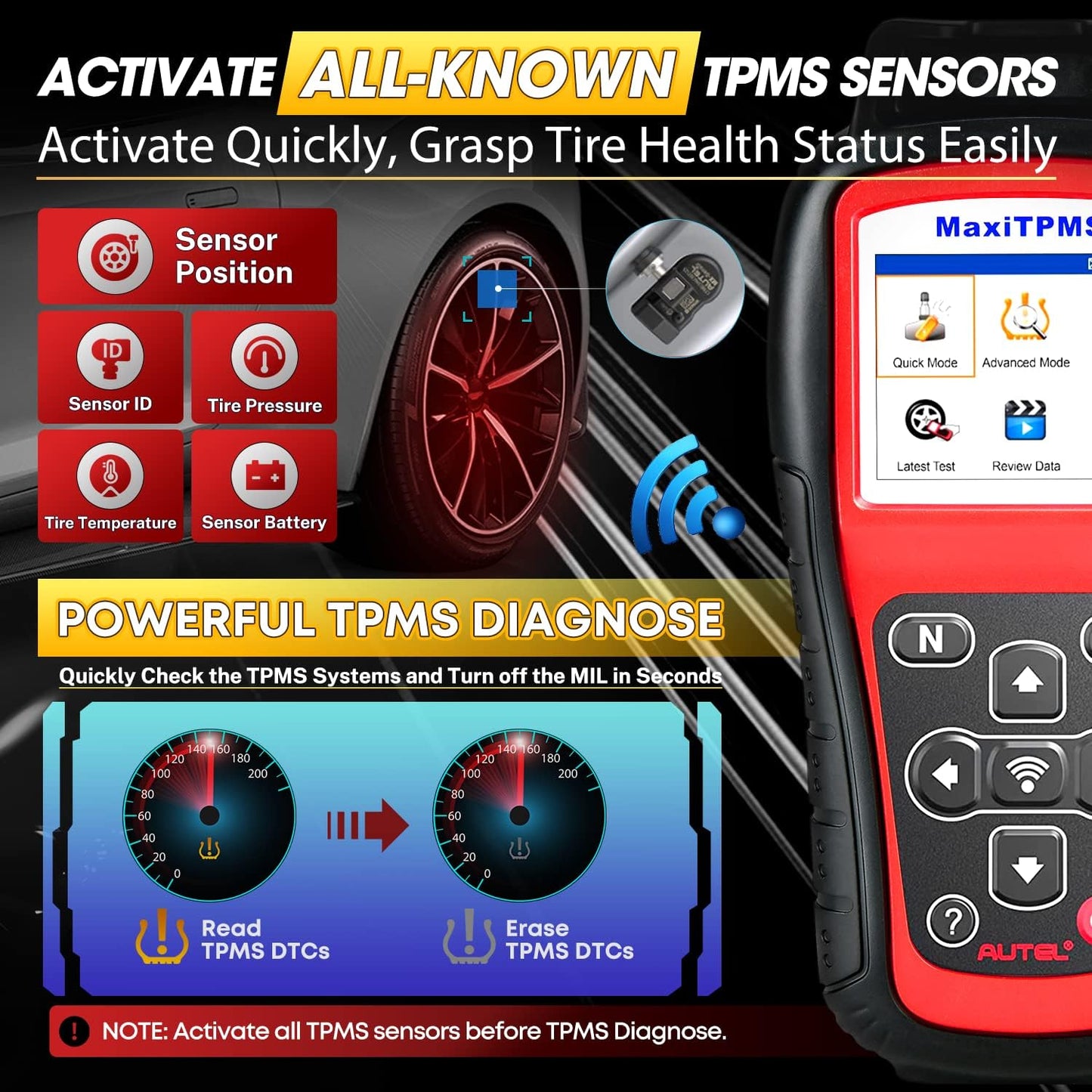 Autel MaxiTPMS TS508WF KIT WiFi TPMS Tool + 4PCS MX-Sensors