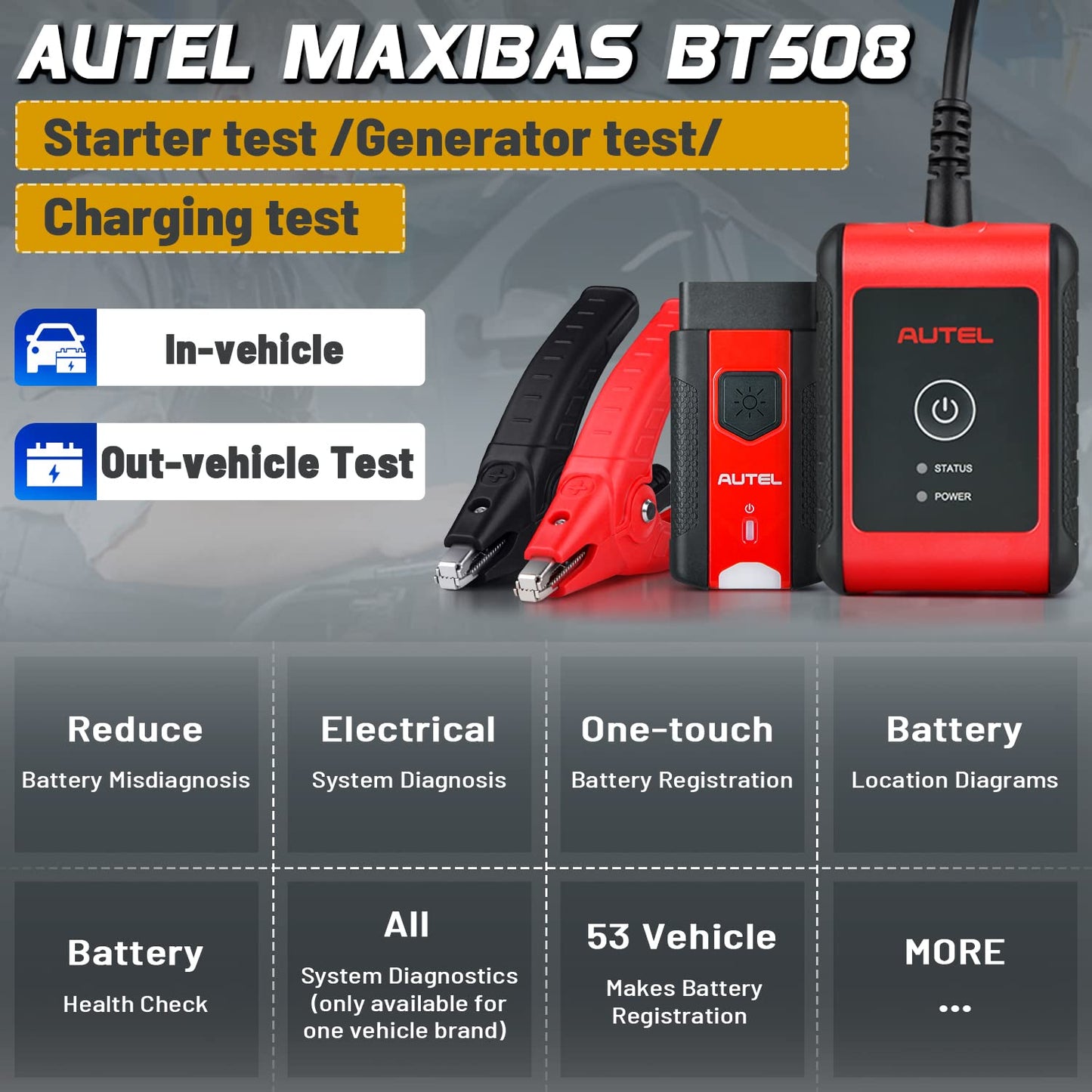 Autel MaxiBAS BT508 Car Battery Tester 6V/12V Load & Charging System