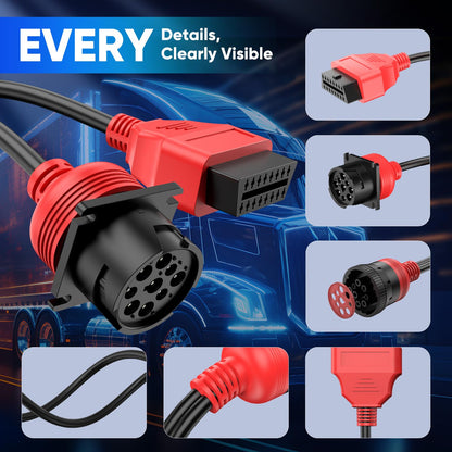 Autel J1939 to OBD2 Adapter Cable for Truck Diagnostics