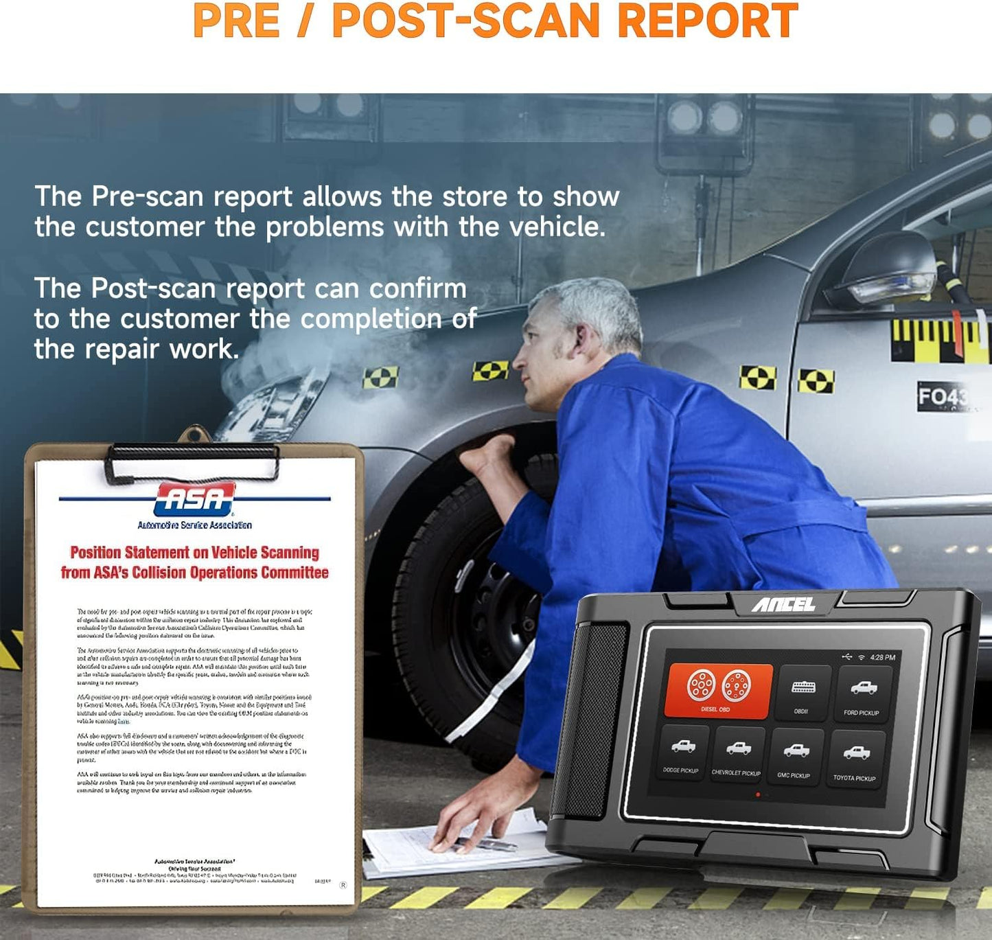ANCEL HD3500 Pro OBD2 Diesel Scanner for Pickup & Light Trucks