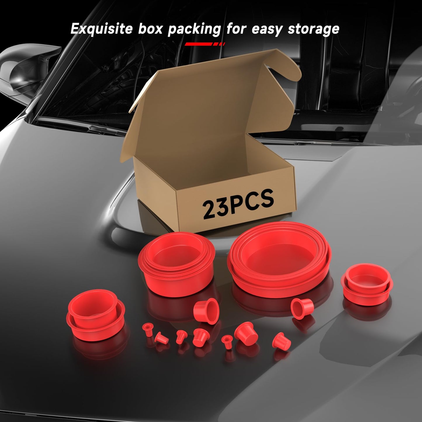 ANCEL Automotive Red Cap Plugs Kit 23-Piece for Smoke Leak Testing