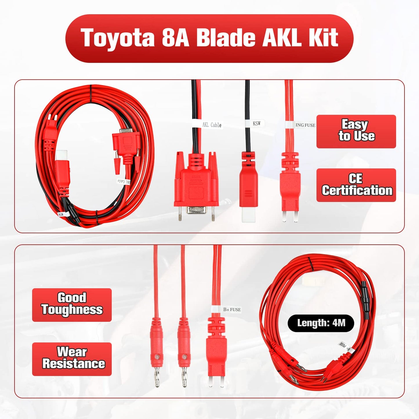 Autel 8A AKL Cable for Toyota Non-Smart Key Adapter – Compatible with APB112 & G-Box