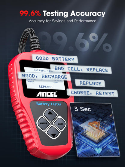 ANCEL BA101 12V Car Battery Tester & Alternator Analyzer – 100-2000 CCA