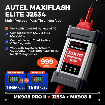 Autel MK908 Pro II (2025) J2534 Programming Tool – ECU Coding, Bidirectional, 40+ Services, OS 10, AutoScan 2.0, Upgrade of MS908S Pro Elite