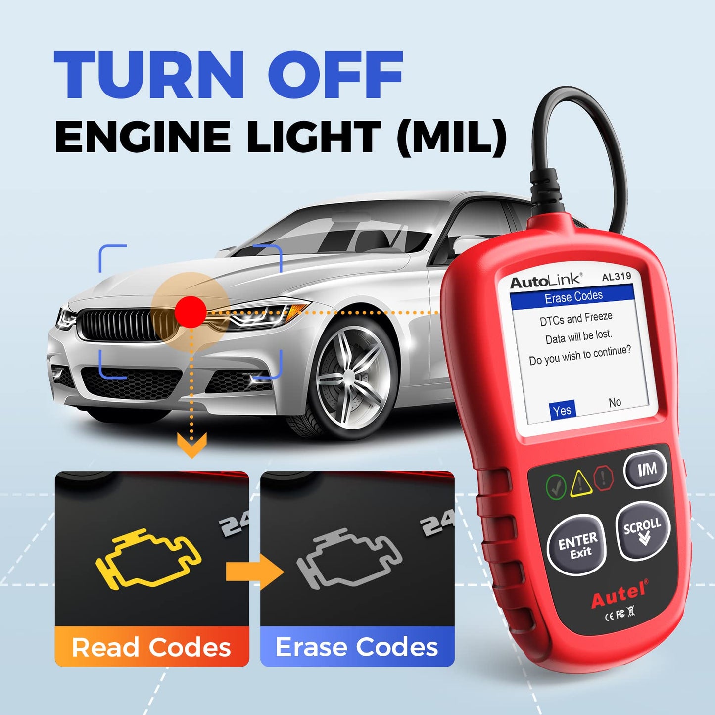 Autel AL319 OBD2 Scanner | Check Engine Code Reader 2025