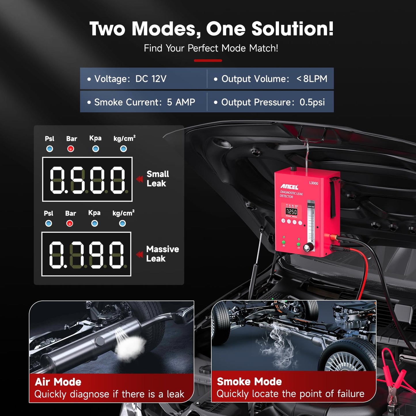 ANCEL L3000 PRO Digital Automotive Smoke Machine with Built-in Air Pump