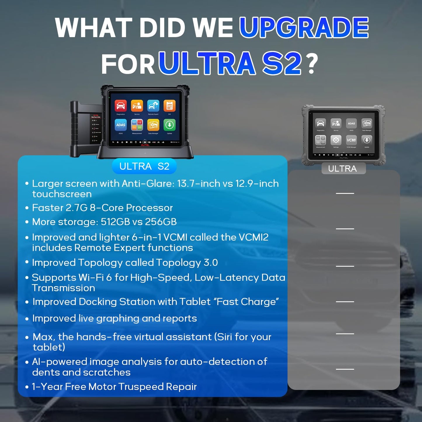 Autel MaxiSYS Ultra S2 OBD2 Scanner, 2025 New Diagnostic with AI, Upgraded MS Ultra, 6-in-1 VCMI2, Topology 3.0, EV Tests, WiFi 6, 48+ Services, Motor Truspeed Repair, Multi-Point DVI, ECU Programming