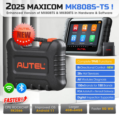 Autel MaxiCOM MK808S-TS OBD2 Scanner – 2025 TPMS & Bi-Directional Tool