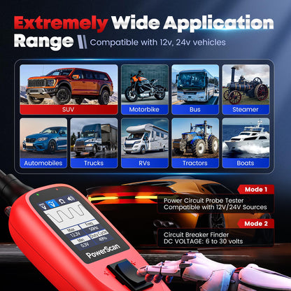Autel PowerScan PS100 Circuit Tester | 12V–24V Electrical Probe Tool