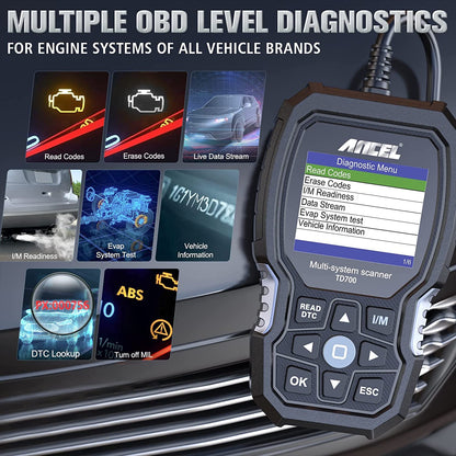 ANCEL TD700 OBD2 Scanner for Toyota Lexus Scion | Full System Code Reader