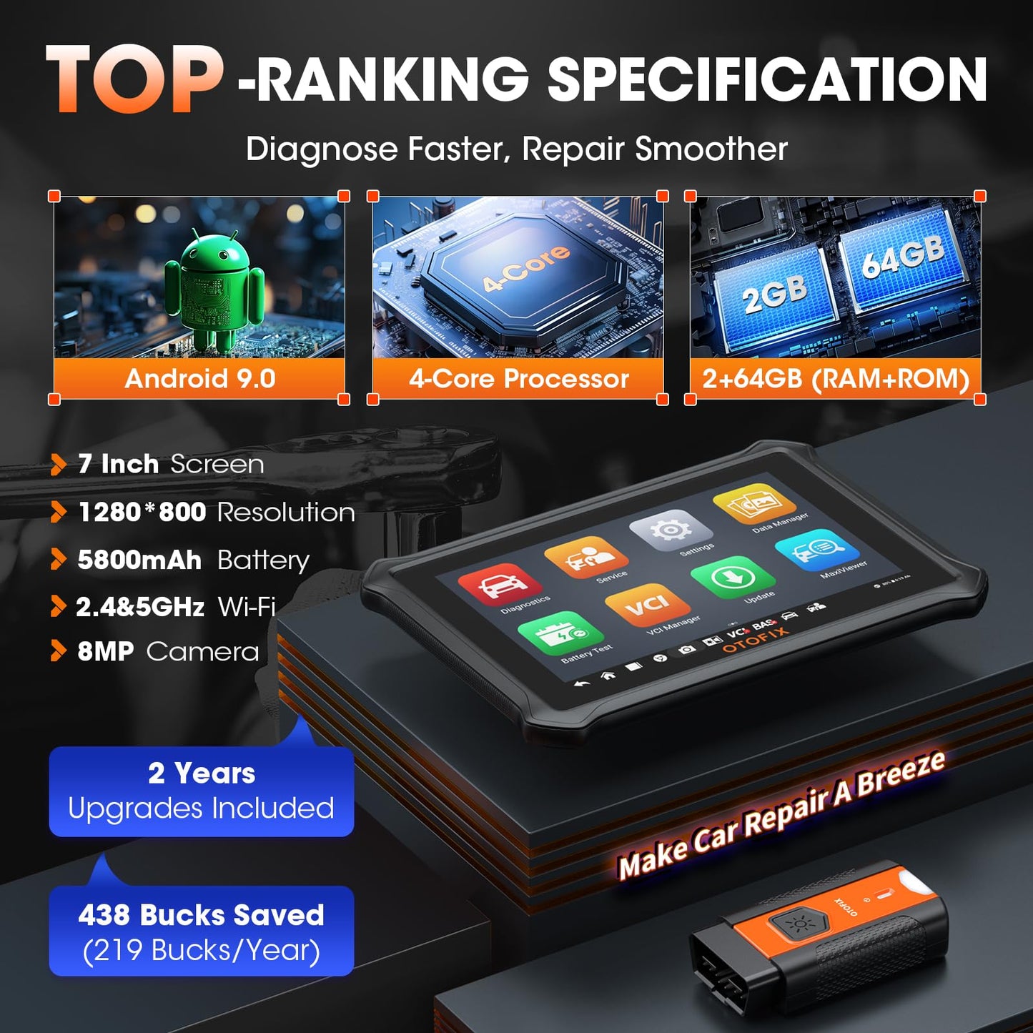 OTOFIX D1 Car Diagnostic Scanner 2025 with ECU Coding & 40+ Resets