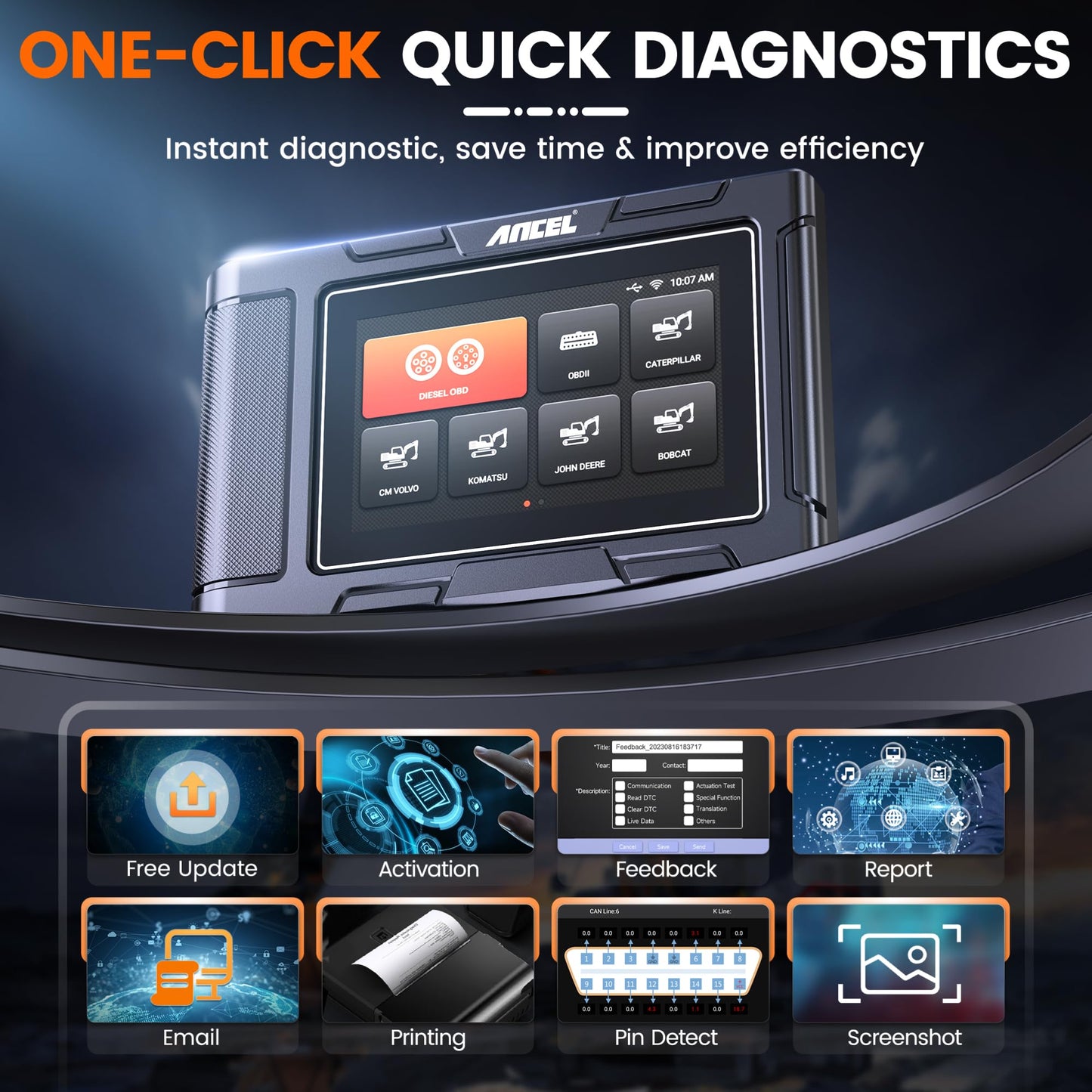 ANCEL HD3600 Heavy Equipment Diagnostic Tool with DPF & Full-System Scan