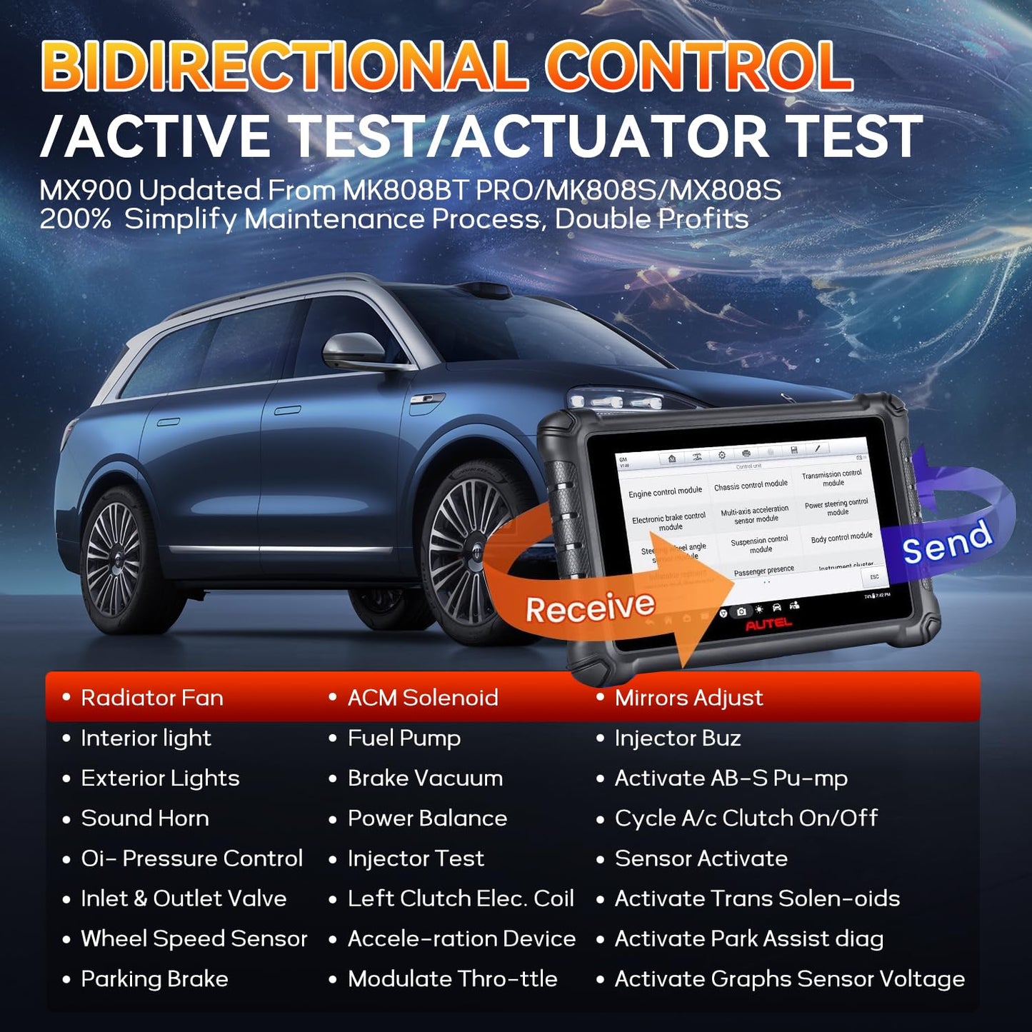 Autel MaxiCheck MX900 2025 OBD2 Scanner – 3000+ Active Tests & 40+ Services