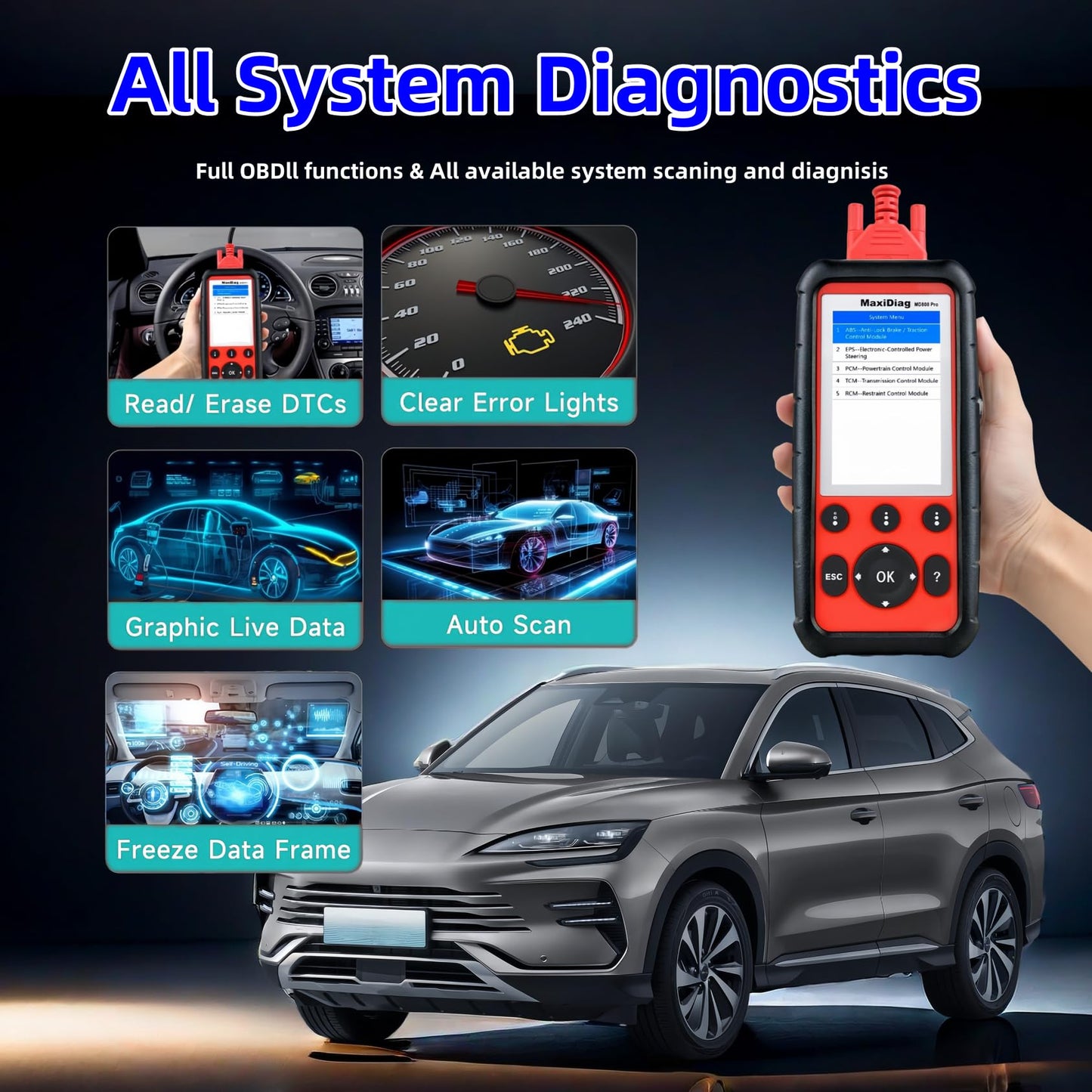 Autel MaxiDIAG MD808 Pro Full-System OBD2 Diagnostic Scanner
