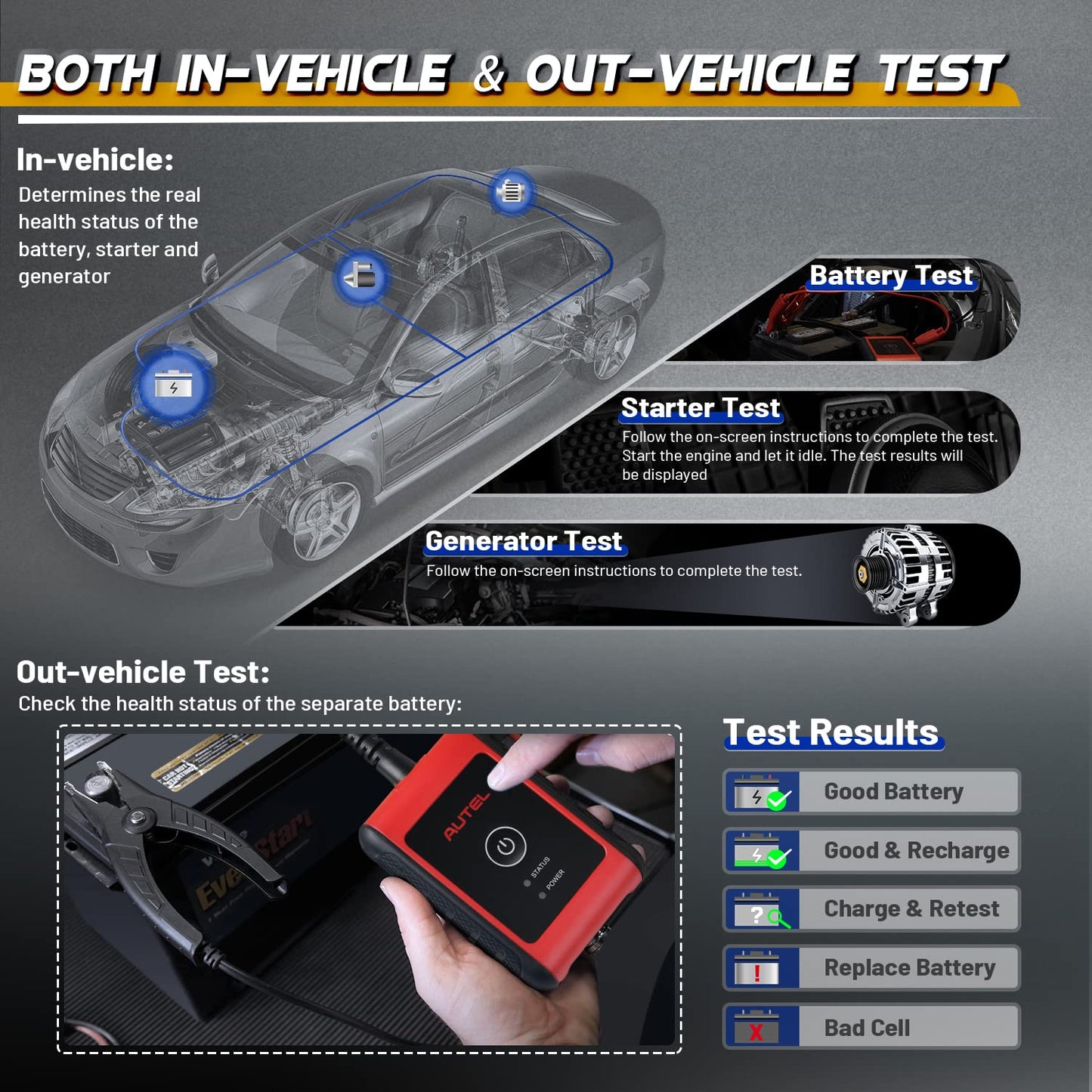 Autel MaxiBAS BT508 Car Battery Tester 6V/12V Load & Charging System
