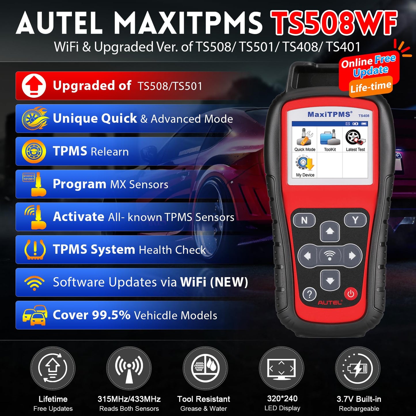 Autel MaxiTPMS TS508WF TPMS Relearn & Reset Tool 2025