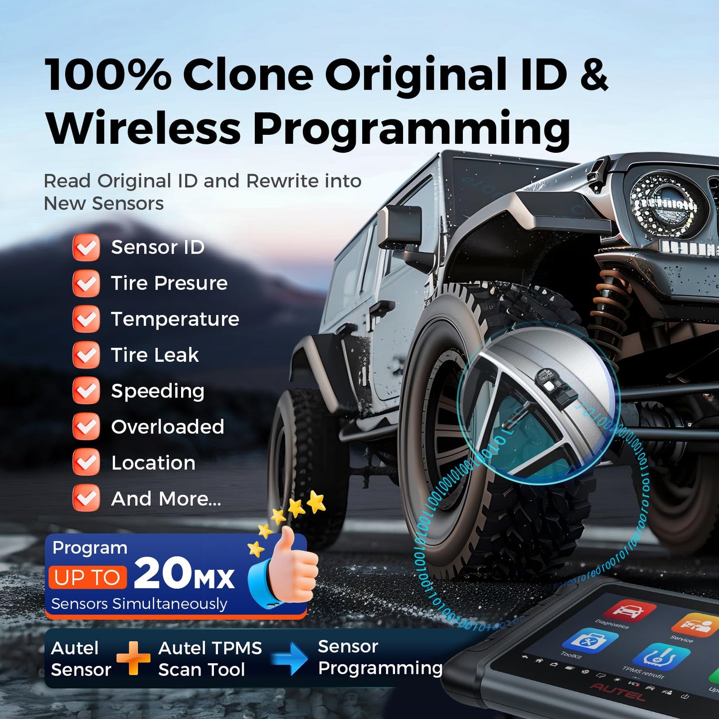 Autel MX-Sensor 2-in-1 TPMS (315MHz+433MHz) Programmable