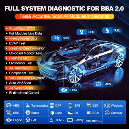 LAUNCH X431 Creader Elite BBA 2.0 BMW Benz VW Audi Scanner 2025
