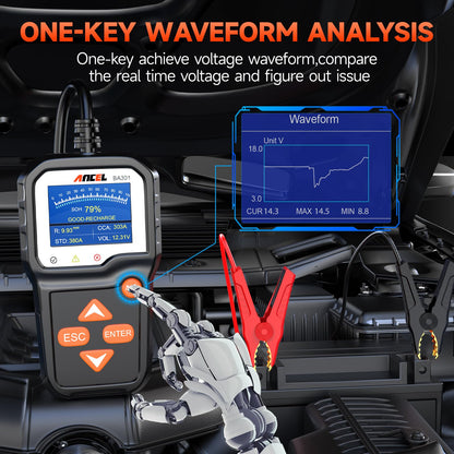 ANCEL BA301 6V & 12V Car Battery Tester with Cranking & Charging System Test