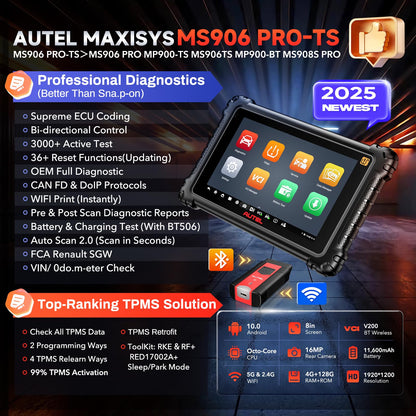 Autel MaxiSYS MS906 PRO-TS 2025 TPMS & ECU Diagnostic Tool