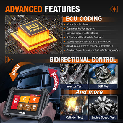 ANCEL V6HD Heavy Duty Truck Scanner 2024 with DPF Regen & ECU Coding