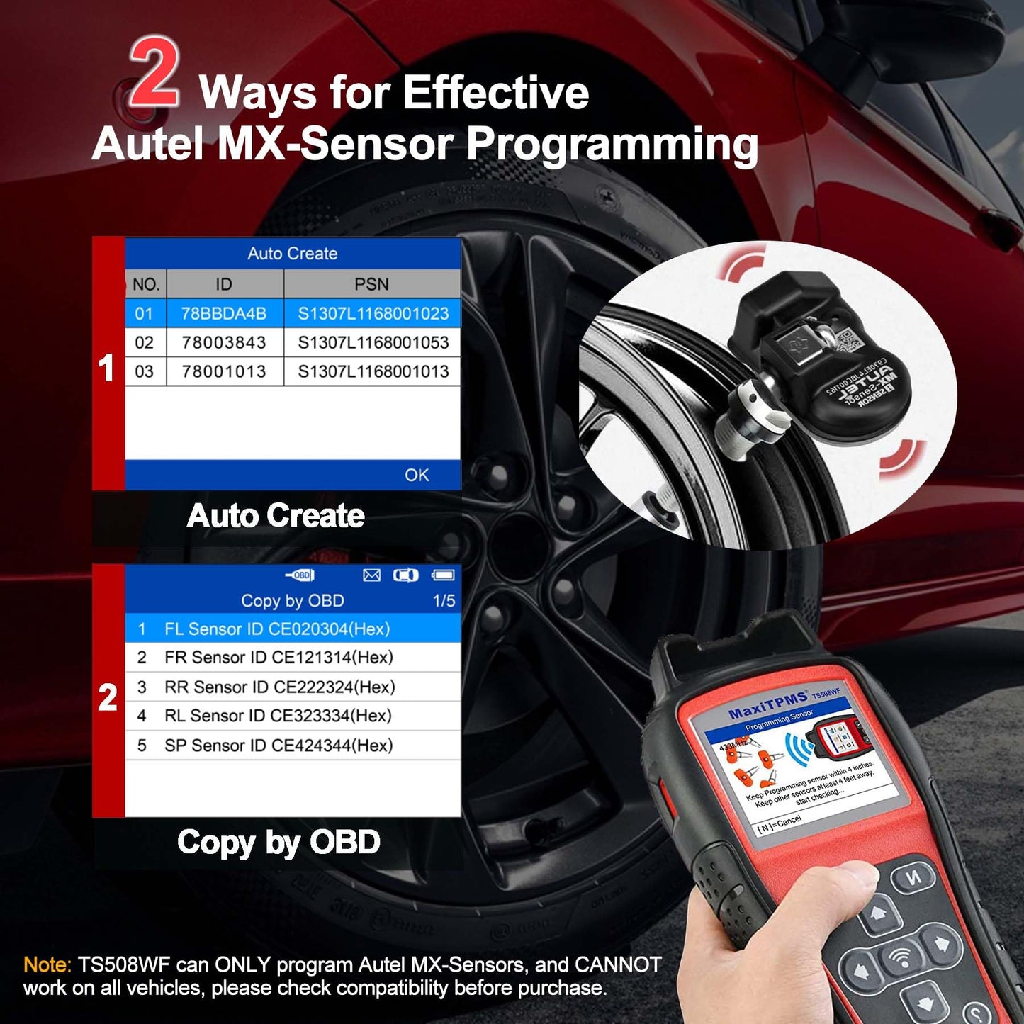 MaxiTPMS TS508WF TPMS Tool Kit + 8 MX Sensors | 2025 Version