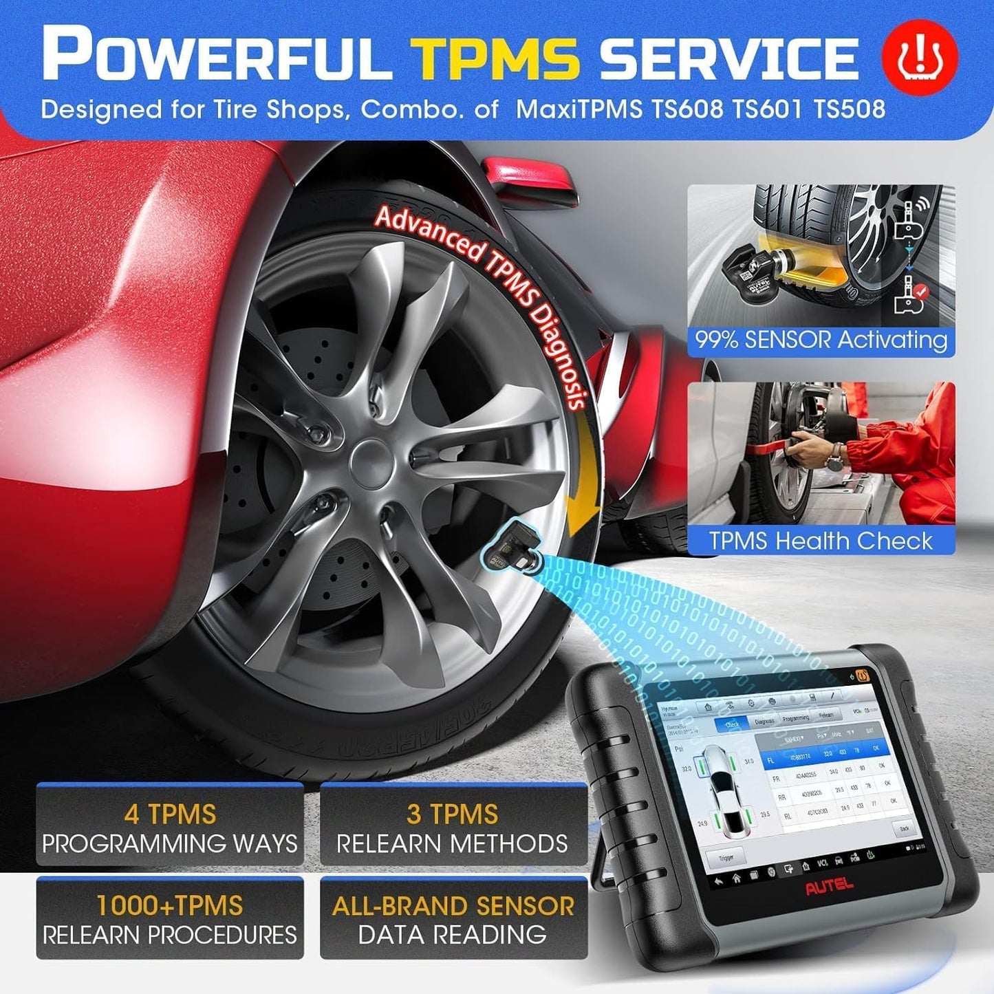 Autel MaxiCOM MK808S-TS OBD2 Scanner – 2025 TPMS & Bi-Directional Tool