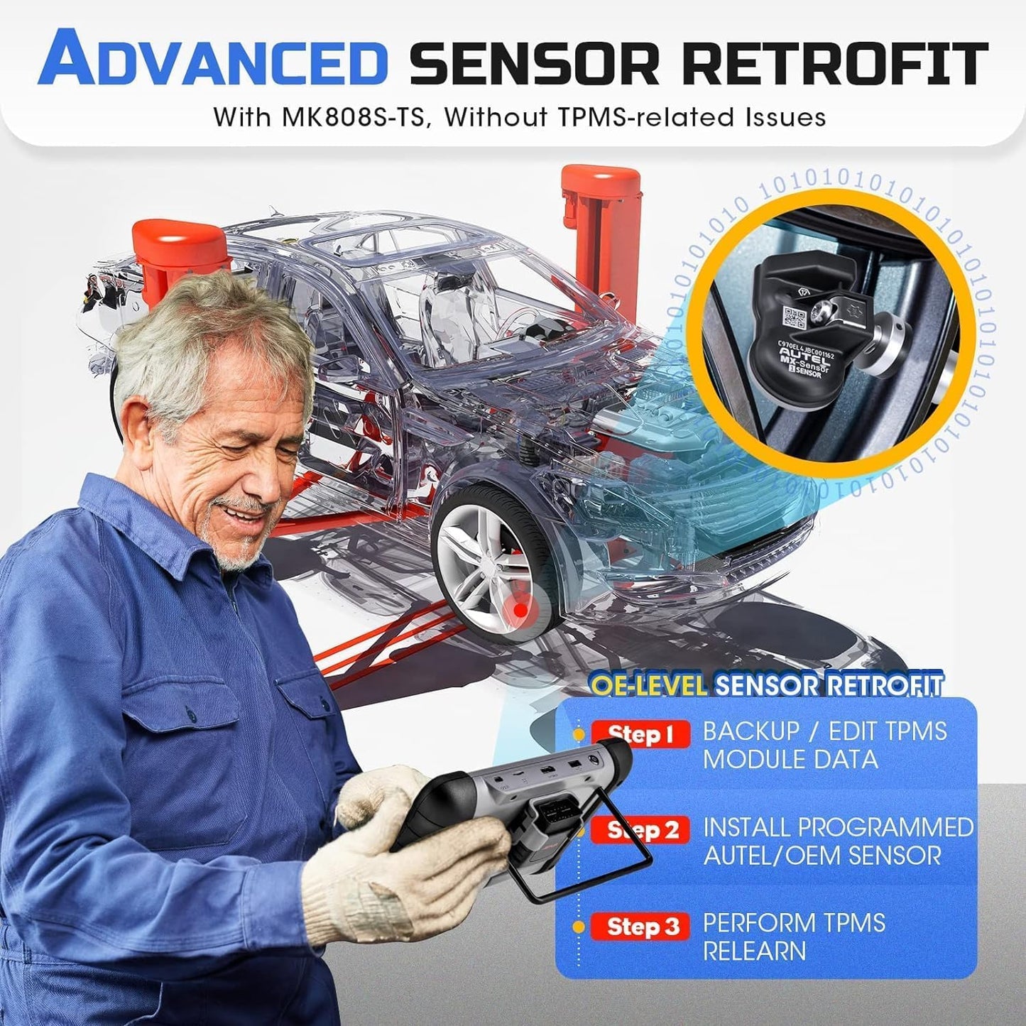 Autel MaxiCOM MK808S-TS OBD2 Scanner – 2025 TPMS & Bi-Directional Tool