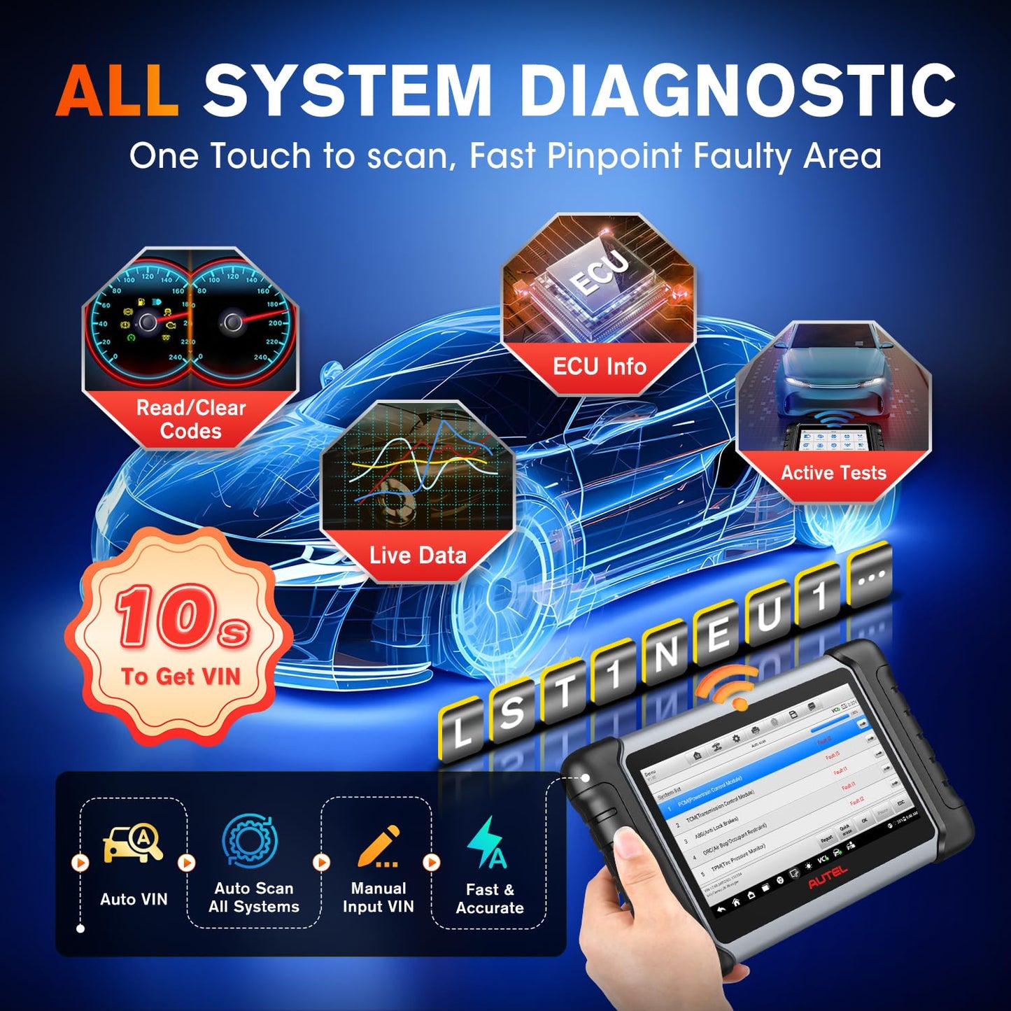 Autel MaxiCOM MK808BT PRO Bluetooth Scan Tool – 3000+ Tests & 28+ Services